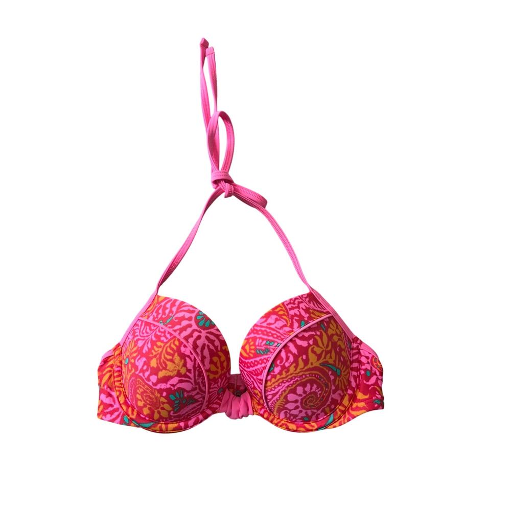 Arie Bikini Swim Top 32B Womens Red Pink Padded Underwired Lake Beach‎ Vacation